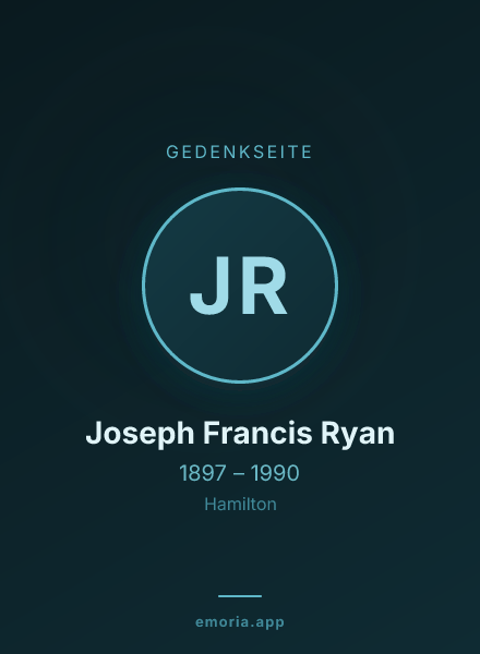 Gedenkportrait von Joseph Francis Ryan