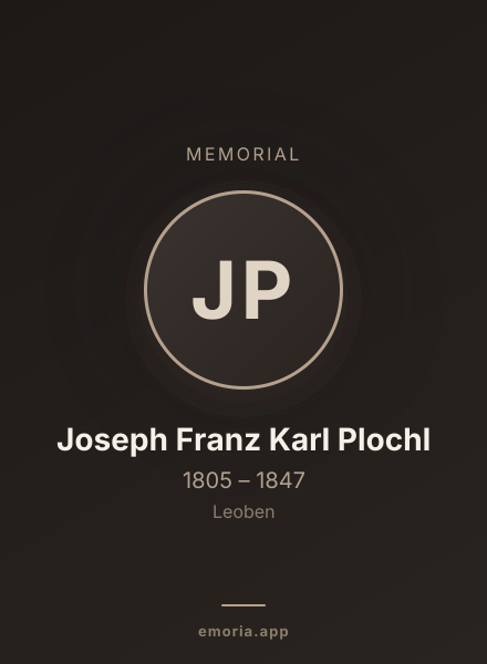 Memorial portrait of Joseph Franz Karl Plochl