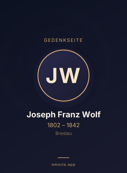 Gedenkportrait von Joseph Franz Wolf