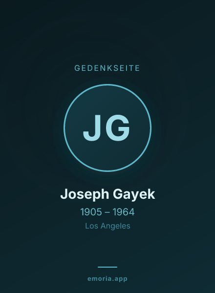 Gedenkportrait von Joseph Gayek