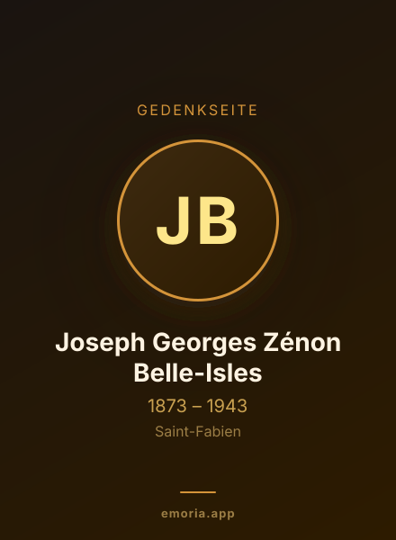 Gedenkportrait von Joseph Georges Zénon Belle-Isles