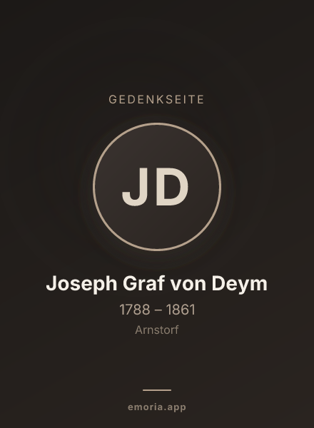 Gedenkportrait von Joseph Graf von Deym
