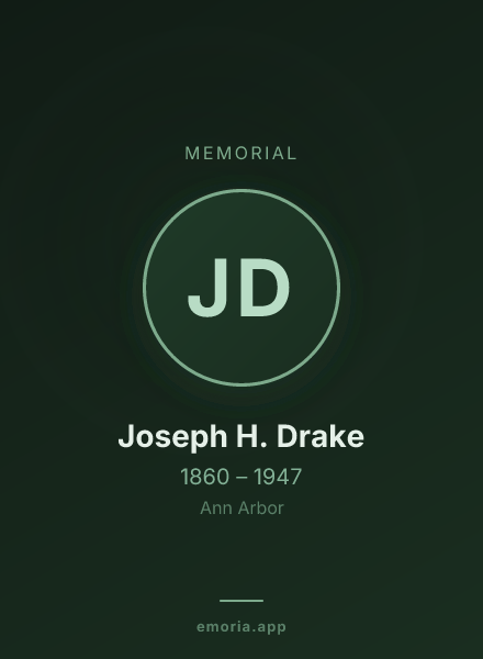 Memorial portrait of Joseph H. Drake
