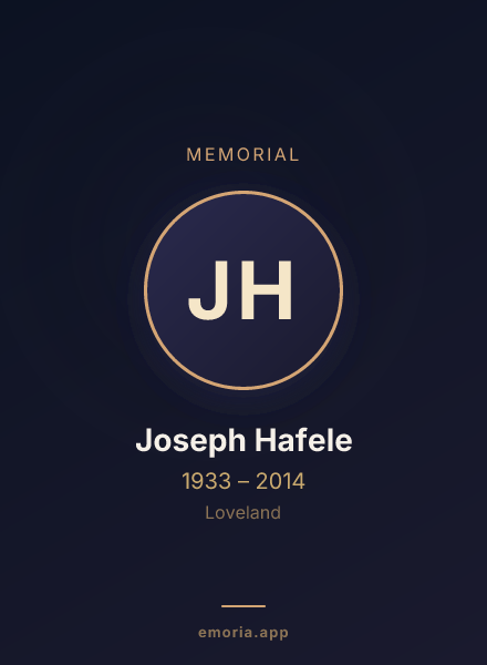 Memorial portrait of Joseph Hafele