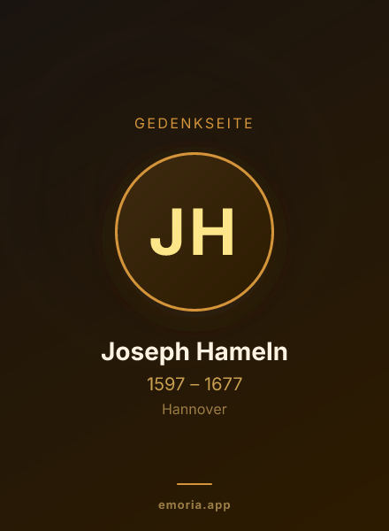 Gedenkportrait von Joseph Hameln