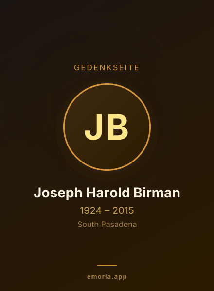 Gedenkportrait von Joseph Harold Birman