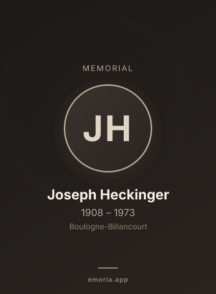 Memorial portrait of Joseph Heckinger