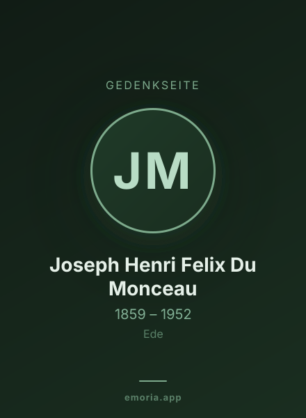 Gedenkportrait von Joseph Henri Felix Du Monceau