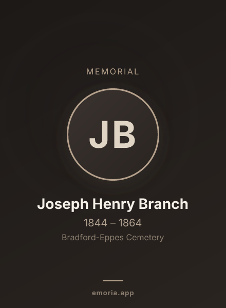 Memorial portrait of Joseph Henry Branch