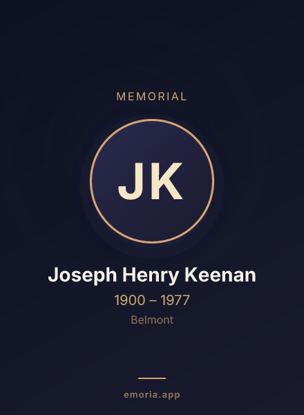 Memorial portrait of Joseph Henry Keenan