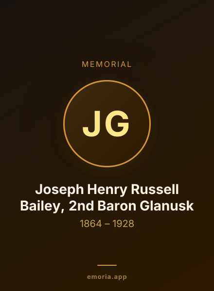 Memorial portrait of Joseph Henry Russell Bailey, 2nd Baron Glanusk