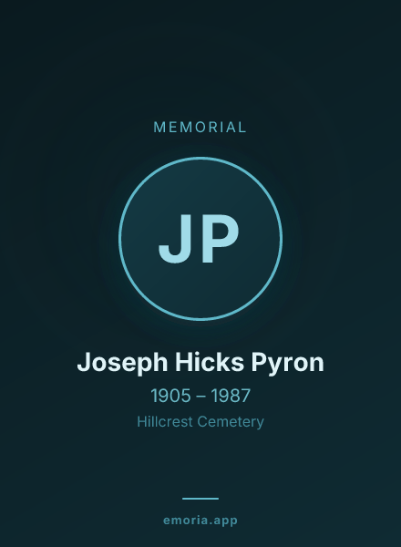 Memorial portrait of Joseph Hicks Pyron