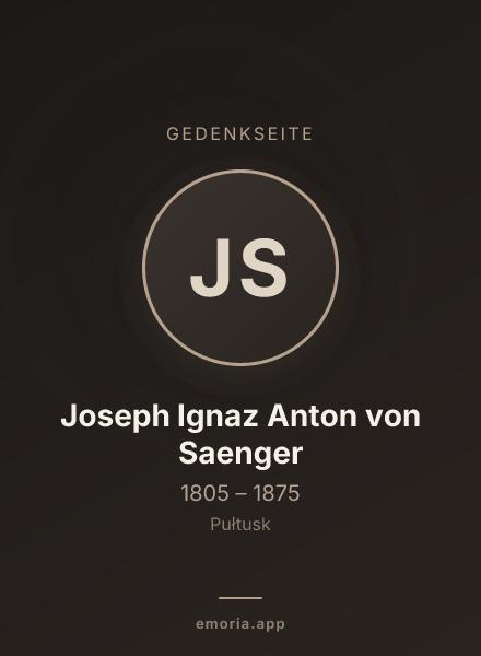 Gedenkportrait von Joseph Ignaz Anton von Saenger