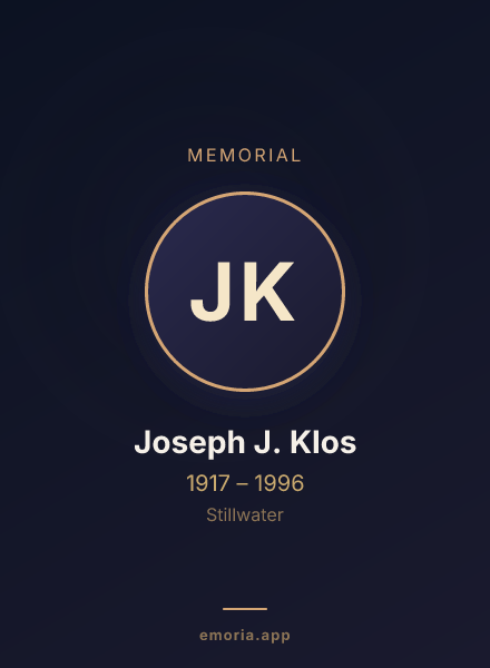 Memorial portrait of Joseph J. Klos
