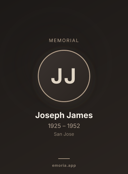 Memorial portrait of Joseph James