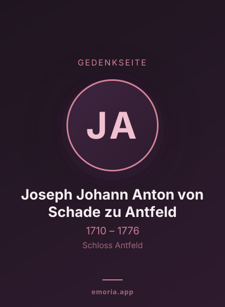 Gedenkportrait von Joseph Johann Anton von Schade zu Antfeld