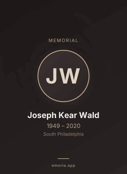 Memorial portrait of Joseph Kear Wald