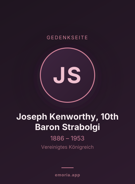 Gedenkportrait von Joseph Kenworthy, 10th Baron Strabolgi