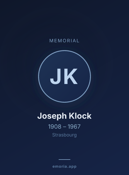 Memorial portrait of Joseph Klock