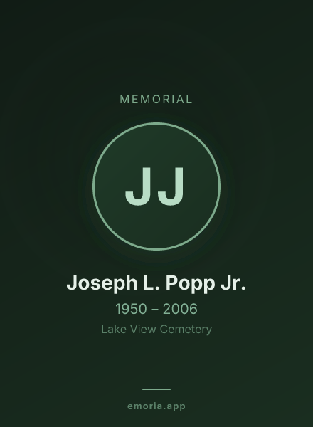 Memorial portrait of Joseph L. Popp Jr.