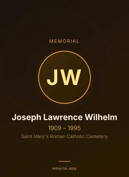 Memorial portrait of Joseph Lawrence Wilhelm