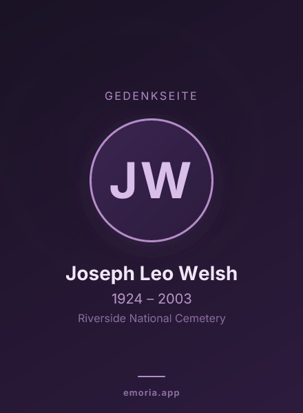 Gedenkportrait von Joseph Leo Welsh