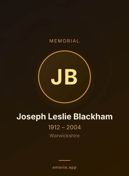 Memorial portrait of Joseph Leslie Blackham