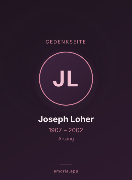 Gedenkportrait von Joseph Loher