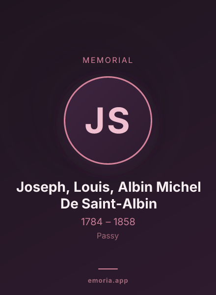 Memorial portrait of Joseph, Louis, Albin Michel De Saint-Albin