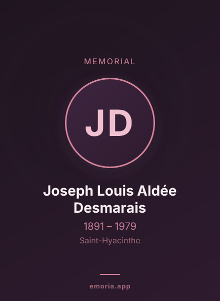 Memorial portrait of Joseph Louis Aldée Desmarais