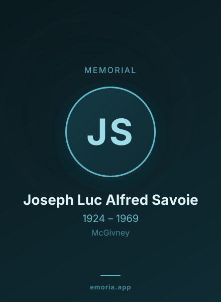 Memorial portrait of Joseph Luc Alfred Savoie