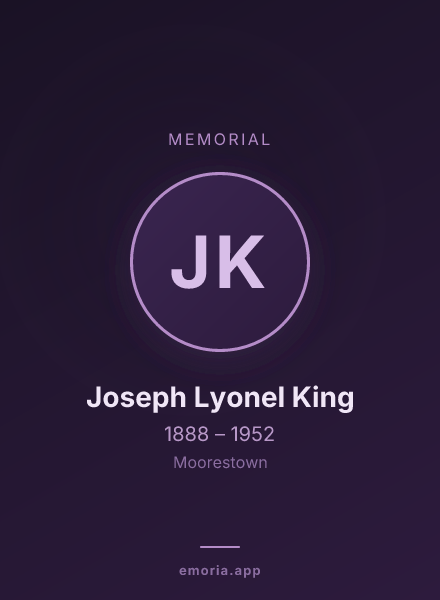 Memorial portrait of Joseph Lyonel King