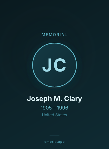 Memorial portrait of Joseph M. Clary