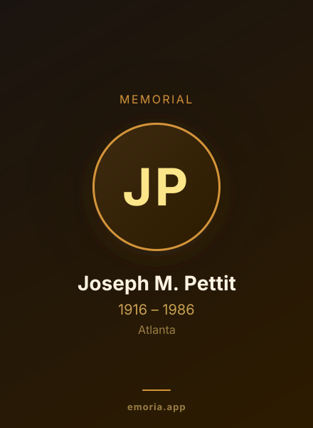 Memorial portrait of Joseph M. Pettit