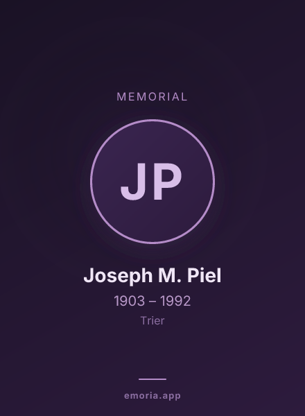 Memorial portrait of Joseph M. Piel