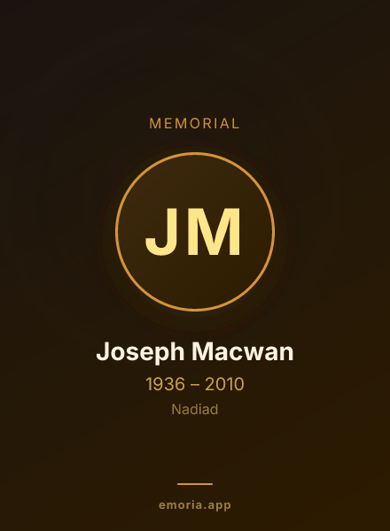 Memorial portrait of Joseph Macwan