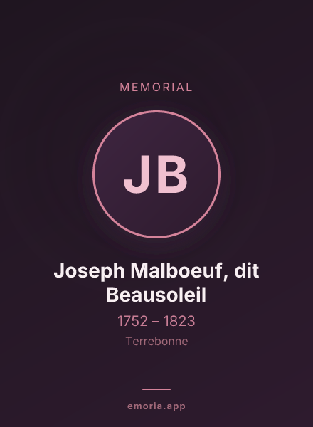 Memorial portrait of Joseph Malboeuf, dit Beausoleil