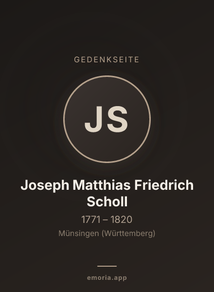 Gedenkportrait von Joseph Matthias Friedrich Scholl