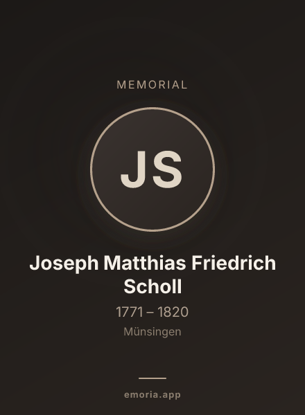 Memorial portrait of Joseph Matthias Friedrich Scholl