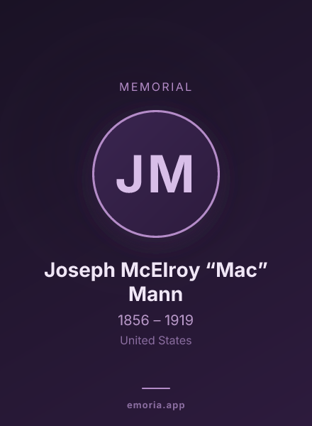 Memorial portrait of Joseph McElroy “Mac” Mann