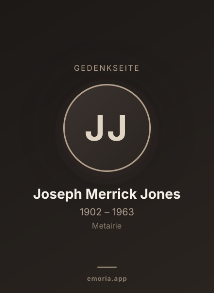 Gedenkportrait von Joseph Merrick Jones