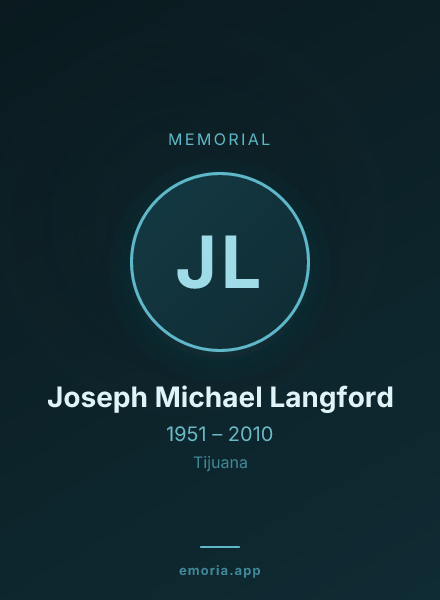 Memorial portrait of Joseph Michael Langford
