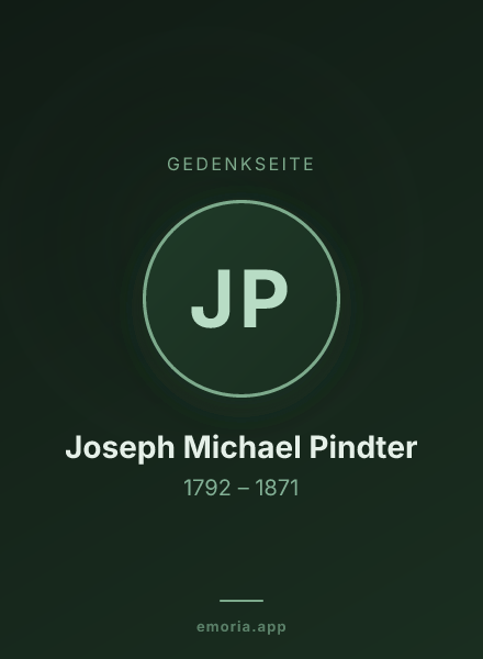 Gedenkportrait von Joseph Michael Pindter