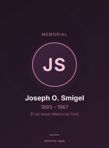 Memorial portrait of Joseph O. Smigel