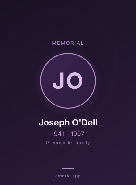 Memorial portrait of Joseph O'Dell