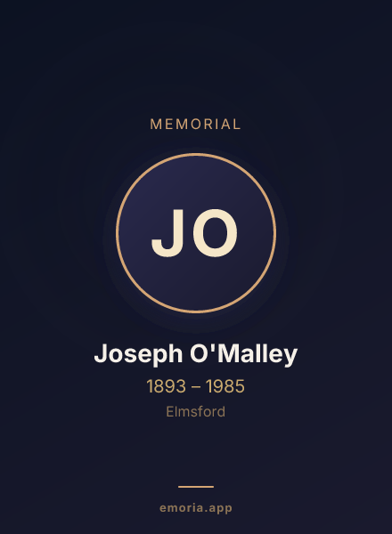 Memorial portrait of Joseph O'Malley
