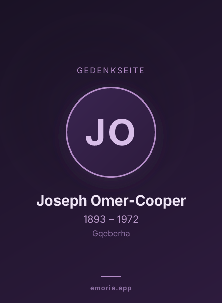 Gedenkportrait von Joseph Omer-Cooper