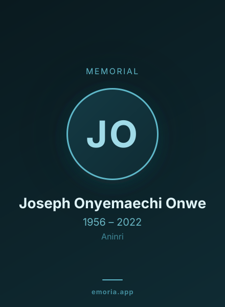 Memorial portrait of Joseph Onyemaechi Onwe