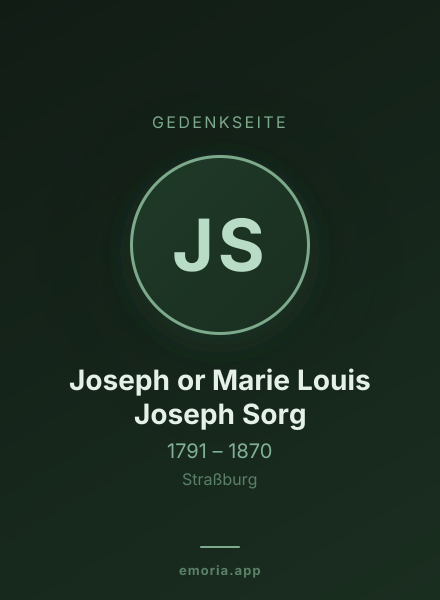 Gedenkportrait von Joseph or Marie Louis Joseph Sorg
