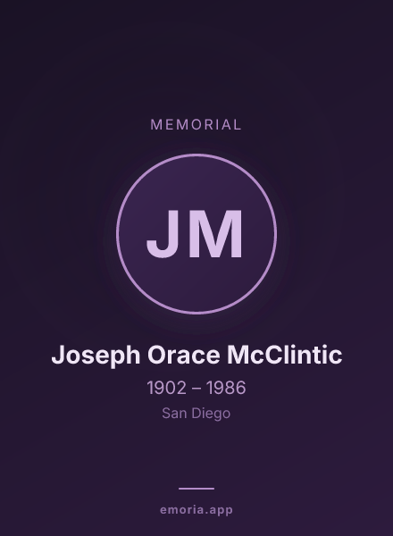 Memorial portrait of Joseph Orace McClintic
